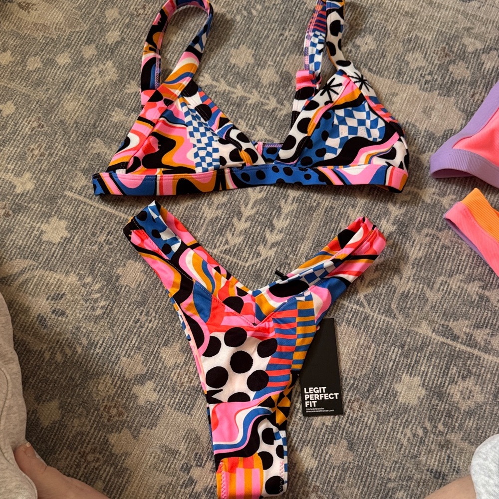 Vibrant Multicolor Pattern Bikini Set - Women's Swim